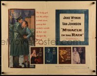 2j763 MIRACLE IN THE RAIN 1/2sh 1956 great romantic art of Jane Wyman & Van Johnson!