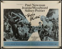 2j807 PARIS BLUES 1/2sh 1961 art of Paul Newman, Joanne Woodward, Sidney Poitier & Louis Armstrong!