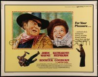2j854 ROOSTER COGBURN 1/2sh 1975 great art of John Wayne with eye patch & Katharine Hepburn!