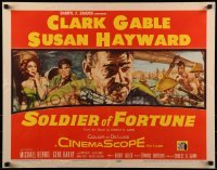 2j880 SOLDIER OF FORTUNE 1/2sh 1955 art of Clark Gable with gun, plus sexy Susan Hayward!