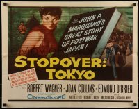 2j893 STOPOVER TOKYO 1/2sh 1957 artwork of sexy Joan Collins & spy Robert Wagner in Japan!
