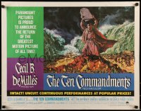 2j912 TEN COMMANDMENTS 1/2sh R1966 Cecil B. DeMille classic starring Charlton Heston & Yul Brynner!