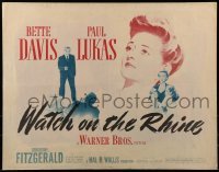 2j960 WATCH ON THE RHINE 1/2sh 1943 Bette Davis & Paul Lukas, by Dashiell Hammett & Lillian Hellman