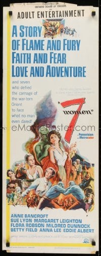2j007 7 WOMEN insert 1966 directed by John Ford, Anne Bancroft, Sue Lyon, art of top stars!