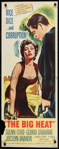 2j045 BIG HEAT insert 1953 art of Glenn Ford & sexy Gloria Grahame, Fritz Lang noir!