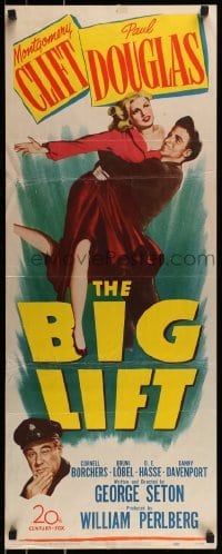 2j047 BIG LIFT insert 1950 artwork of Montgomery Clift, Douglas & Cornell Borchers!