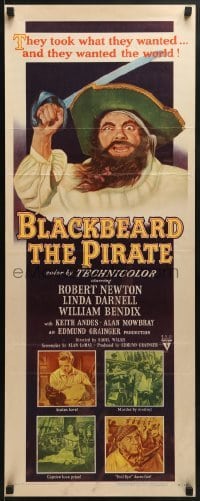 2j053 BLACKBEARD THE PIRATE insert 1952 great close-up art of Robert Newton in the title role!
