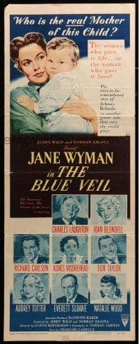 2j061 BLUE VEIL insert 1951 portraits of Charles Laughton, Jane Wyman, Joan Blondell & more!