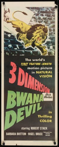 2j071 BWANA DEVIL 3D insert 1953 3-D art of a lion in your lap & a lover in your arms!