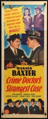 2j107 CRIME DOCTOR'S STRANGEST CASE insert 1943 Warner Baxter, radio's greatest crime expert!