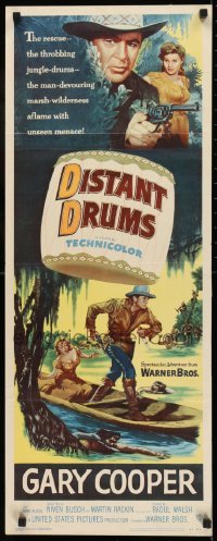 2j120 DISTANT DRUMS insert 1951 cool artwork of Gary Cooper in the Florida Everglades!