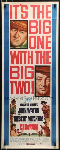 2j130 EL DORADO insert 1966 John Wayne, Robert Mitchum, Howard Hawks, the big one with the big two!