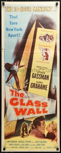 2j161 GLASS WALL insert 1953 Gloria Grahame & Vittorio Gassman, the manhunt that tore NY apart!
