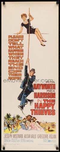 2j176 HAPPY THIEVES insert 1962 cool artwork of Rita Hayworth & Rex Harrison!