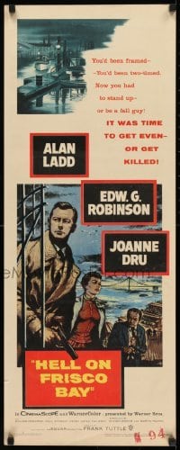 2j183 HELL ON FRISCO BAY insert 1956 really cool art of Alan Ladd, Edward G. Robinson, Joanne Dru!