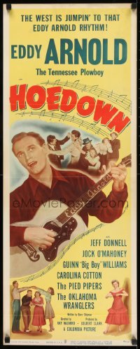 2j185 HOEDOWN insert 1950 Jeff Donnell, Jock Mahoney, Tennessee Plowboy Eddy Arnold playing guitar!