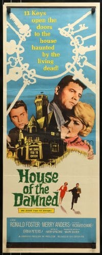 2j191 HOUSE OF THE DAMNED insert 1963 13 keys open doors to the house haunted by the living dead!