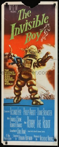 2j206 INVISIBLE BOY insert 1957 Robby the Robot as the science-monster who would destroy the world!