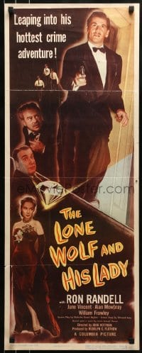 2j253 LONE WOLF & HIS LADY insert 1949 Ron Randell leaping into his hottest crime film noir adventure!