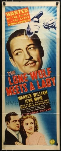 2j254 LONE WOLF MEETS A LADY insert 1940 when Muir needs alibi for murder, Warren William's her man!