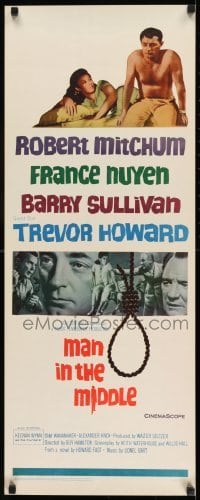 2j275 MAN IN THE MIDDLE insert 1964 Robert Mitchum, France Nuyen, Barry Sullivan, Trevor Howard!