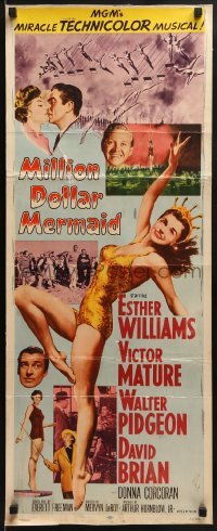 2j303 MILLION DOLLAR MERMAID insert 1952 art of sexy swimmer Esther Williams in swimsuit & crown!