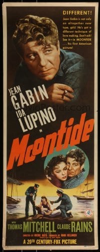 2j309 MOONTIDE insert 1942 great art of sexy Ida Lupino & smoking Jean Gabin, Fritz Lang directs!