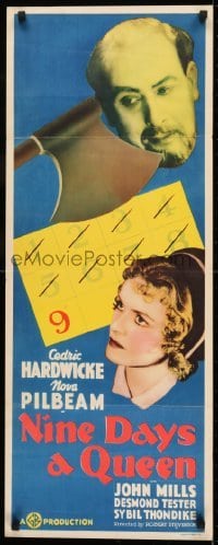 2j322 NINE DAYS A QUEEN insert 1936 Hardwicke, different art of Nova Pilbeam as Lady Jane Grey!