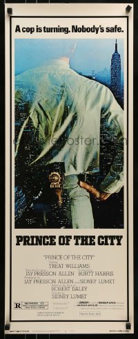 2j345 PRINCE OF THE CITY insert 1981 directed by Sidney Lumet, Treat Williams over New York City!