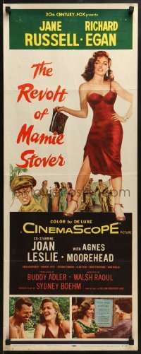 2j357 REVOLT OF MAMIE STOVER insert 1956 full-length artwork of super sexy Jane Russell!