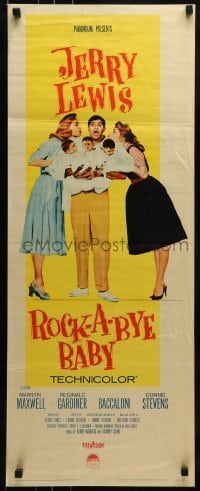 2j361 ROCK-A-BYE BABY insert 1958 Jerry Lewis with Marilyn Maxwell, Connie Stevens, and triplets!