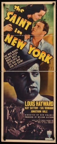 2j365 SAINT IN NEW YORK insert 1938 Louis Hayward as Simon Templar & gorgeous Kay Sutton!