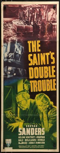 2j366 SAINT'S DOUBLE TROUBLE insert 1940 great images of detective George Sanders & Helene Whitney