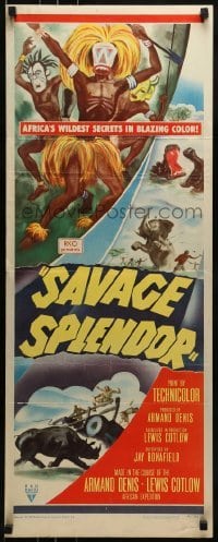 2j371 SAVAGE SPLENDOR insert 1949 Armand Denis African jungle expedition, cool images!