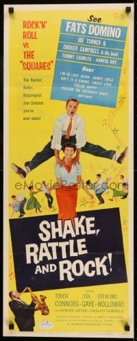 2j381 SHAKE, RATTLE & ROCK insert 1956 Fats Domino, dancing teens, Rock 'n' Roll vs the Squares!