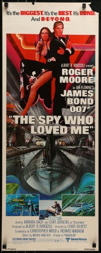 2j405 SPY WHO LOVED ME insert 1977 great art of Roger Moore as James Bond by Bob Peak!