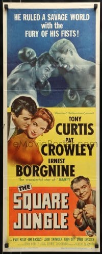 2j406 SQUARE JUNGLE insert 1956 boxer Tony Curtis fighting in the ring, Pat Crowley, Borgnine!