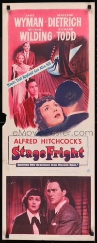 2j407 STAGE FRIGHT insert 1950 Marlene Dietrich, Jane Wyman, directed by Alfred Hitchcock!