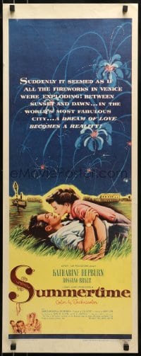 2j423 SUMMERTIME insert 1955 romantic art of Katharine Hepburn & Rossano Brazzi laying in grass!