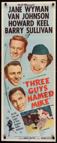 2j437 THREE GUYS NAMED MIKE insert 1951 the life, loves & laughs of gorgeous airline hostesses!