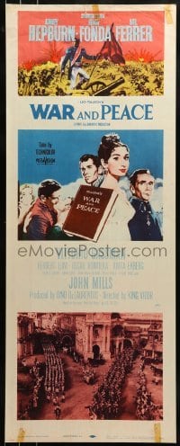 2j474 WAR & PEACE insert 1956 art of Audrey Hepburn, Henry Fonda & Mel Ferrer, Tolstoy!