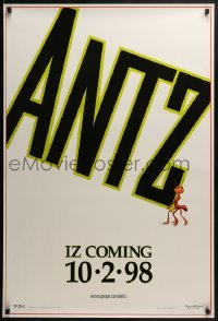 2k053 ANTZ advance 1sh 1998 Woody Allen, computer insects, iz coming 10-2-98!