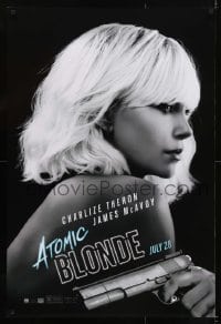 2k060 ATOMIC BLONDE teaser DS 1sh 2017 great close-up portrait of sexy Charlize Theron with gun!