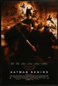 2k085 BATMAN BEGINS advance DS 1sh 2005 June 15, great image of Christian Bale carrying Katie Holmes