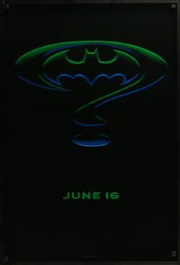 2k088 BATMAN FOREVER teaser DS 1sh 1995 Kilmer, Kidman, cool question mark & bat symbol design!