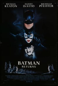 2k091 BATMAN RETURNS int'l advance 1sh 1992 Burton, Keaton, cool dark date design!