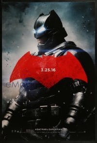 2k098 BATMAN V SUPERMAN teaser DS 1sh 2016 cool image of armored Ben Affleck in title role!