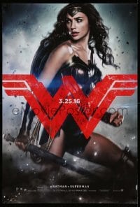 2k099 BATMAN V SUPERMAN teaser DS 1sh 2016 great image of sexiest Gal Gadot as Wonder Woman!