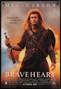 2k145 BRAVEHEART int'l advance DS 1sh 1995 cool image of Mel Gibson as William Wallace!