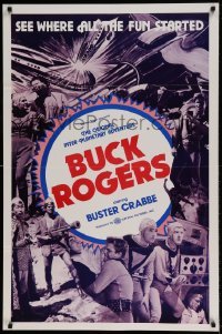 2k149 BUCK ROGERS 1sh R1966 Buster Crabbe sci-fi serial, see where all the fun started!